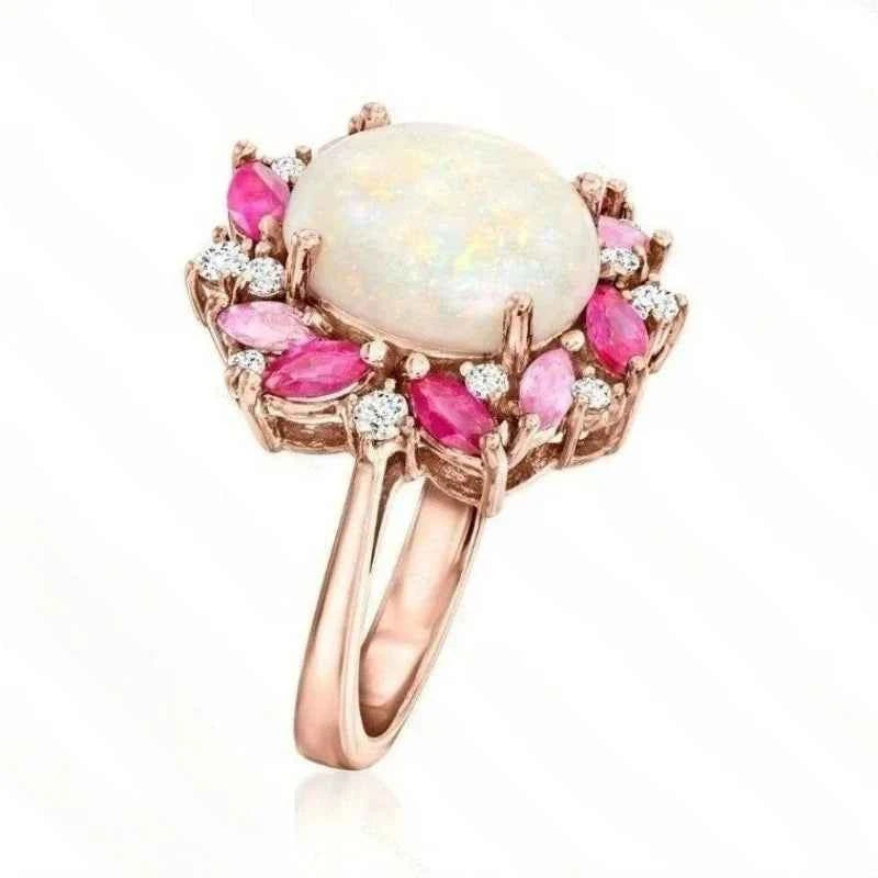 Delicate Pink Zirconia Flower Ring