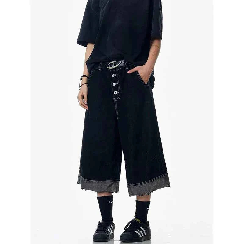 Streetwear Y2K Black Korean Style Gothic Denim Jorts