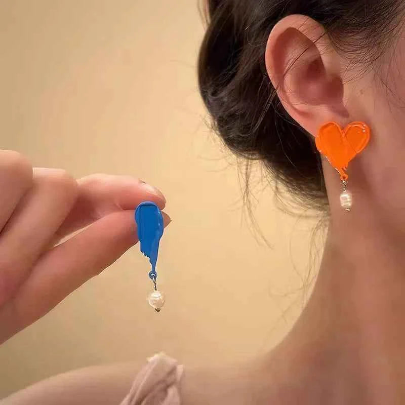 Colorful French Retro Pearl Drop Earrings