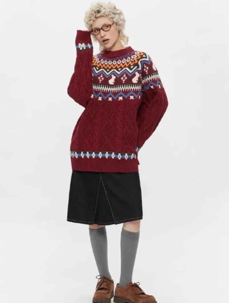 Vintage Trendy Japanese Style Knit Sweater