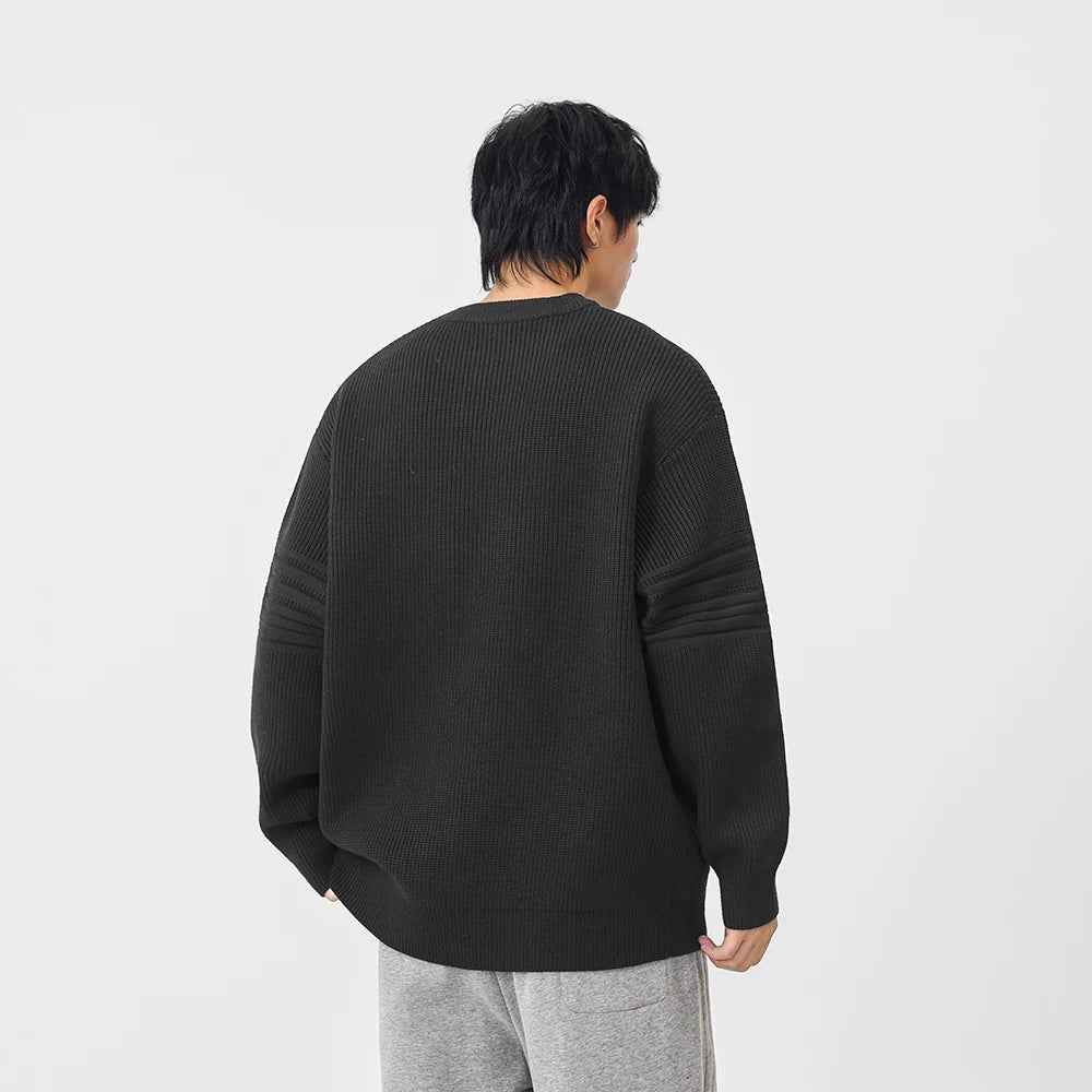 Cozy Textured Striped Crew Neck Sweater