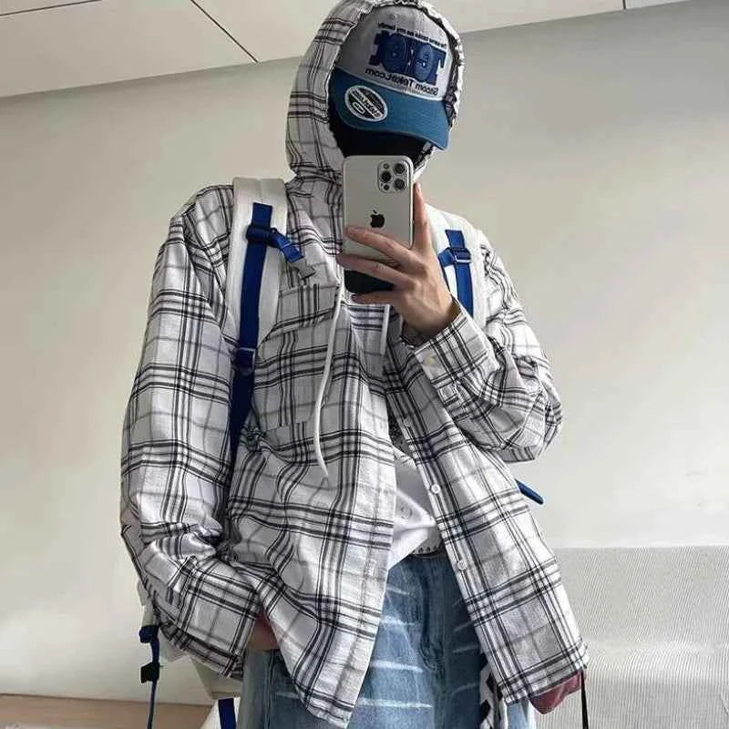 Men Verve Checkered Hooded Shirt