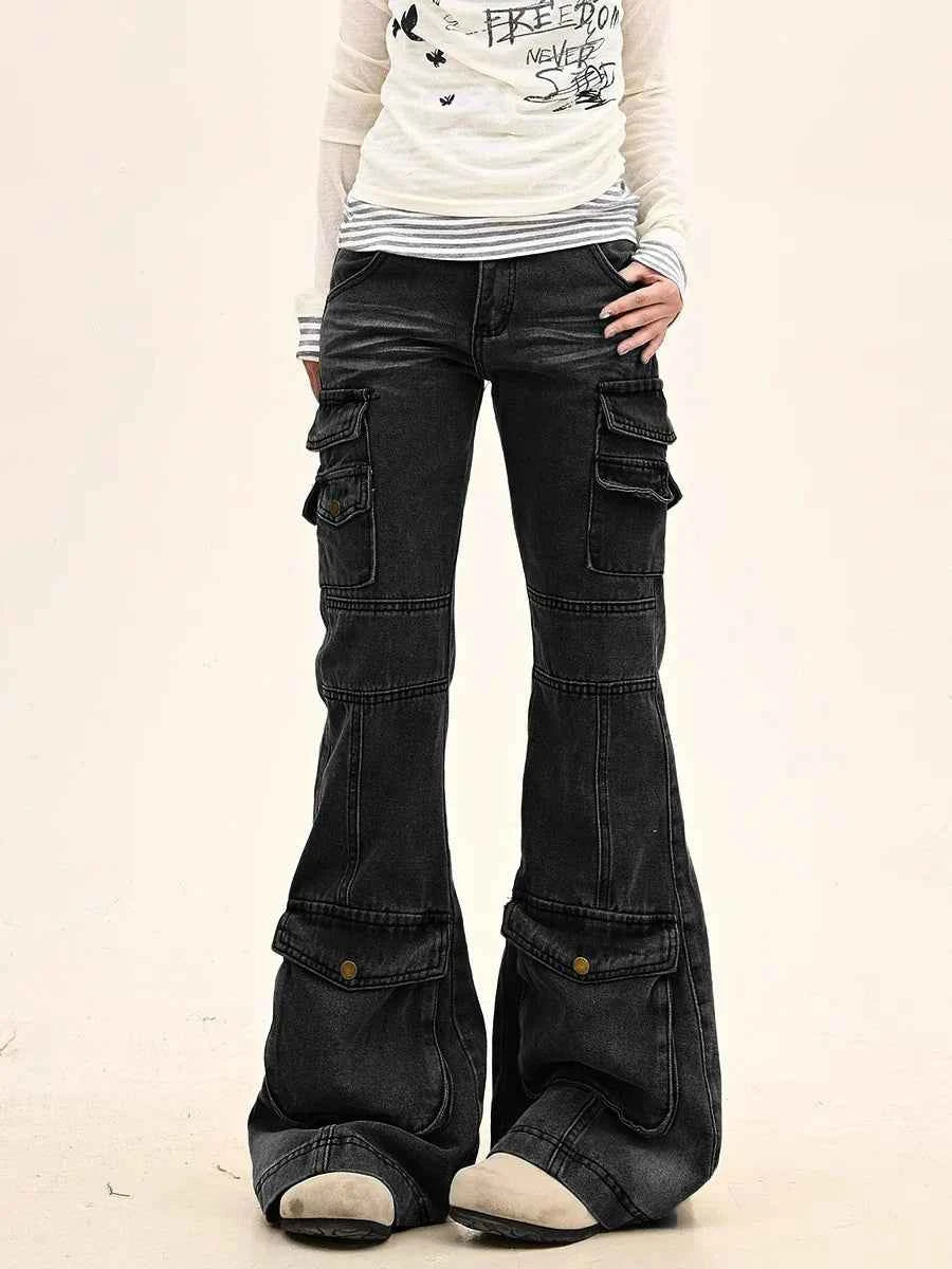 Insulated Cool Slim Fit Black Cargo Jeans
