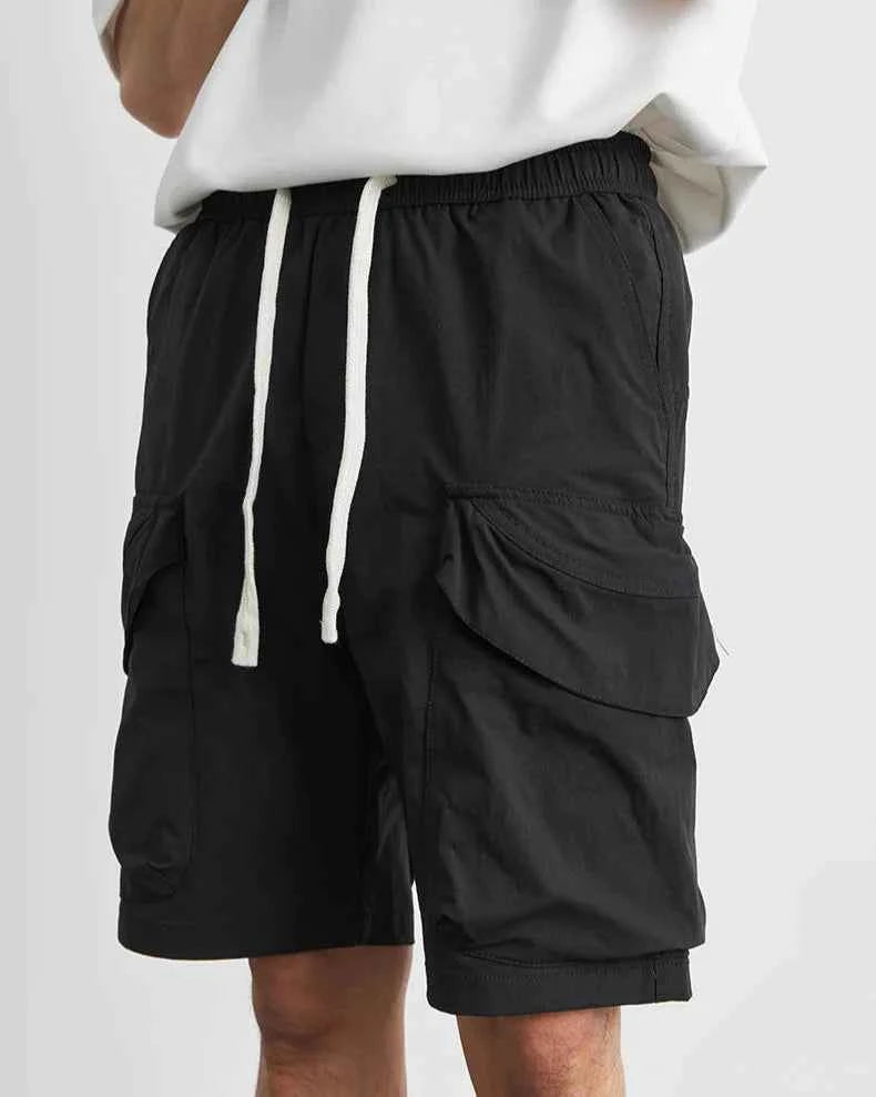 Men's Casual Hip Hop Retro Black Cargo Short