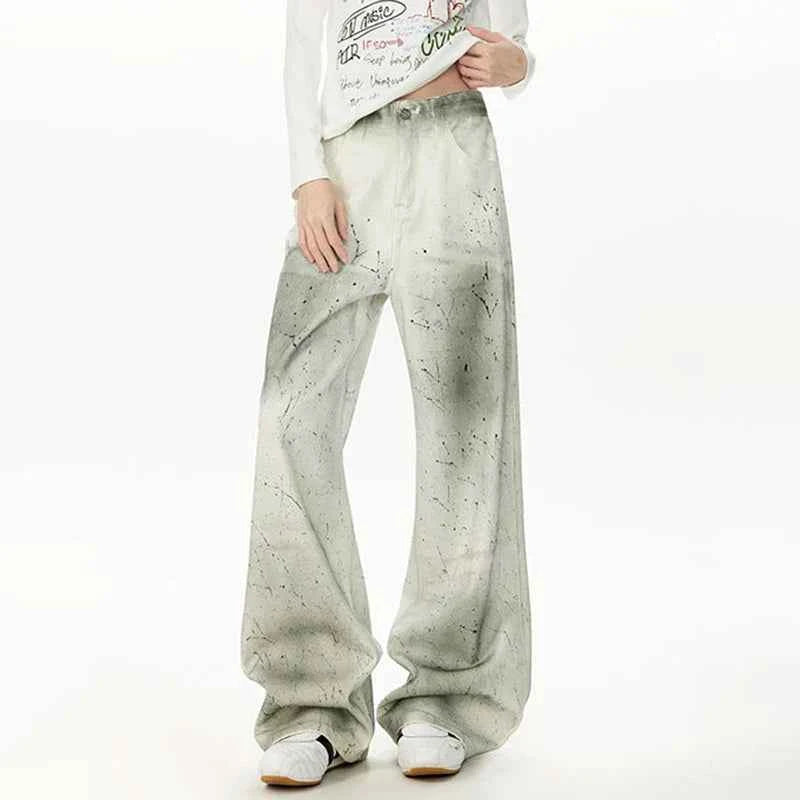 White Relaxed Fit Tie Dyed Straight Jeans