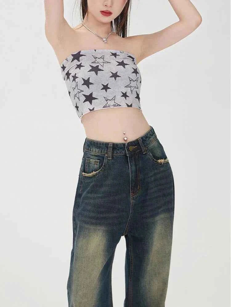 Women Streetware High Waist Wide Leg Jeans