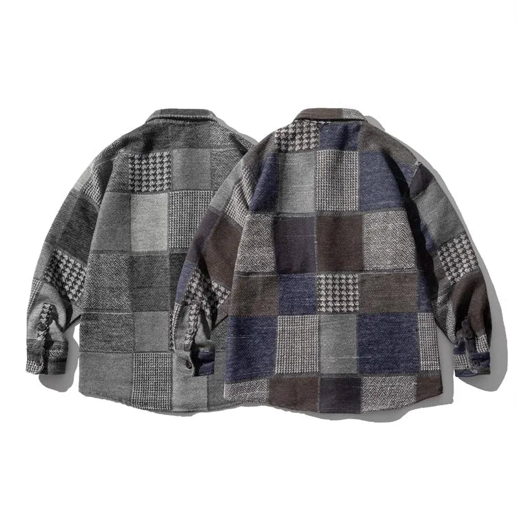 Retro Dark Color Plaid Shirt
