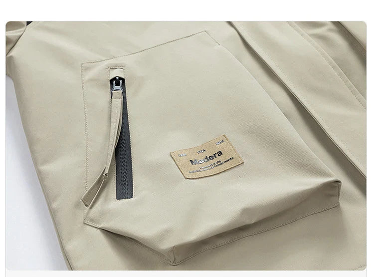 High Neck Two Tone Cargo Bomber Jacket
