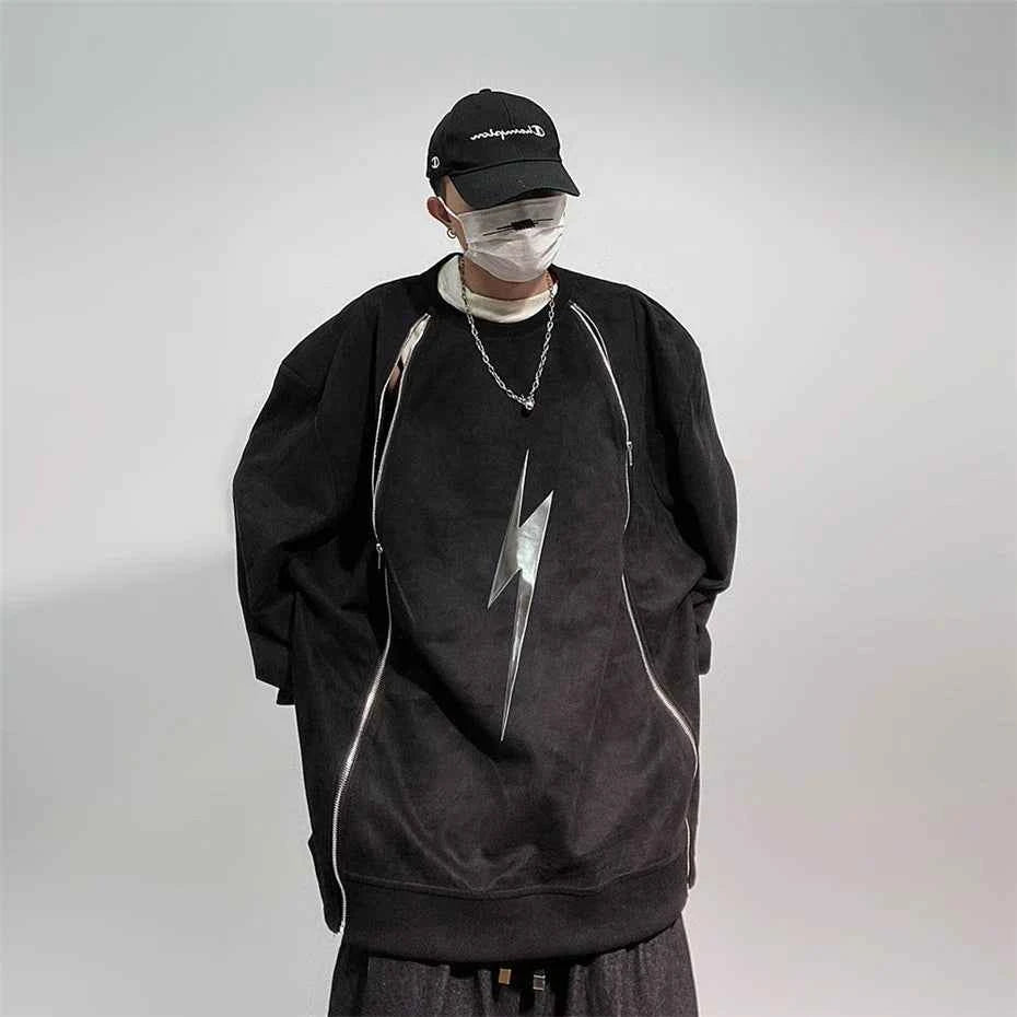 Vintage Reflective Oversize Hip Hop Sweatshirt