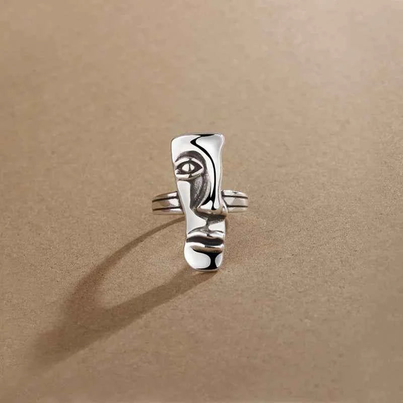 Vintage Abstract Face Finger Ring