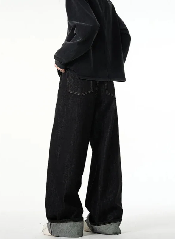Vintage Black Gothic Oversize Hip Hop High Jeans - Luxuryurbanwear
