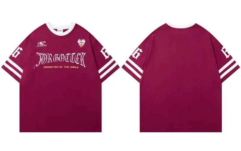 Y2K Patchwork Drawstring Graphic Short Sleeve T-Shirt