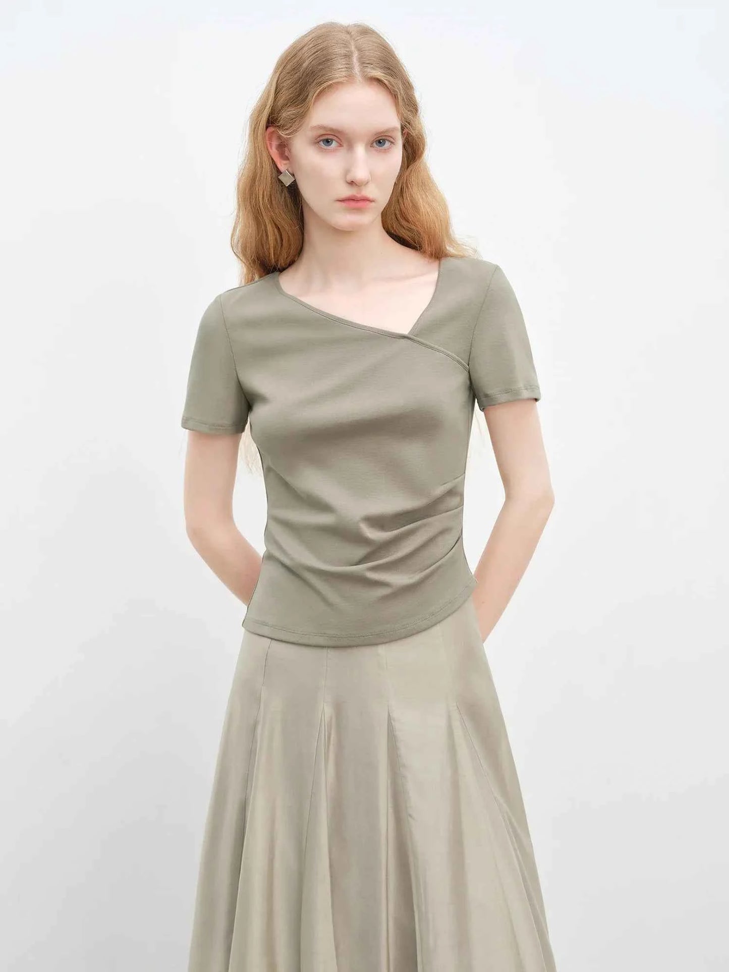 Unique Irregular V-Neck T-Shirt