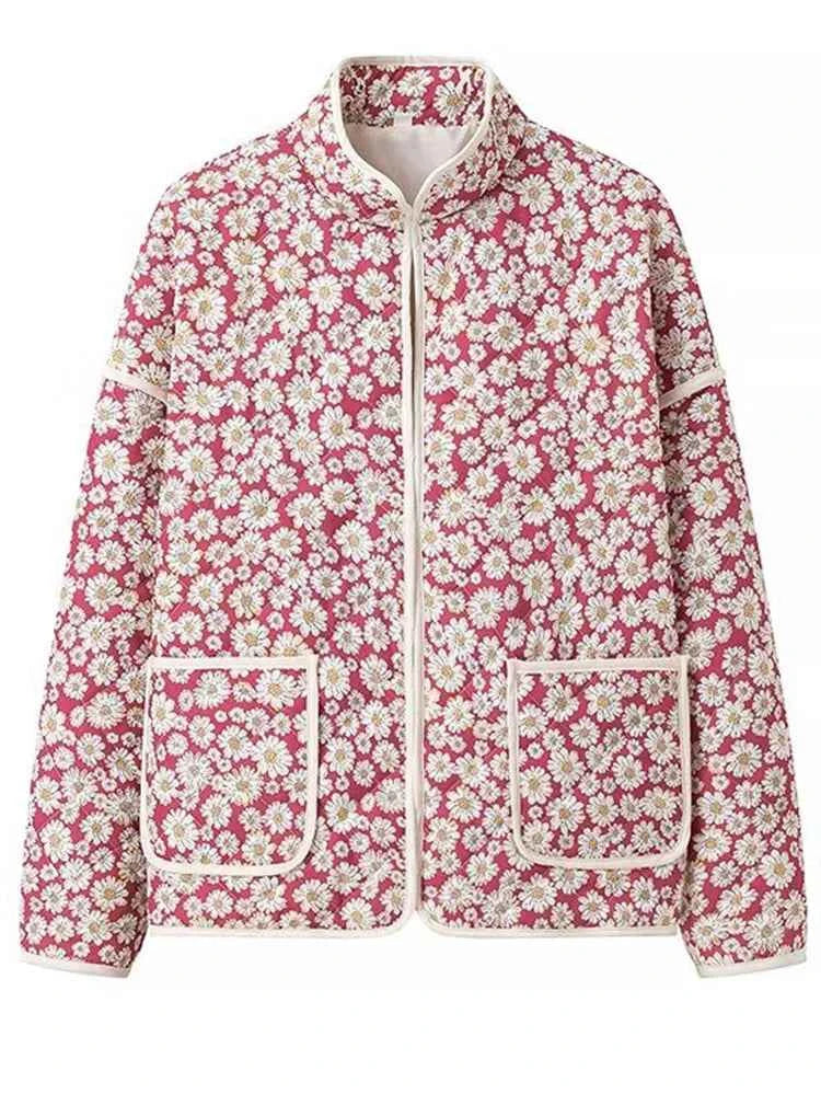 Women Floral Chic Padded Jacket