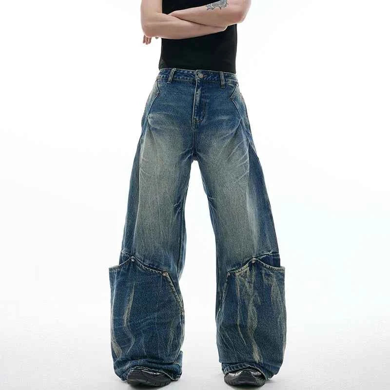 Streetwear Patchwork Wide Leg Jeans