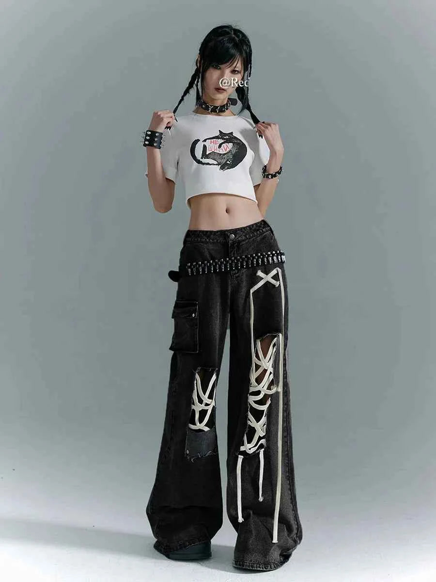Lightweight Black Vintage Baggy High Waist Jeans