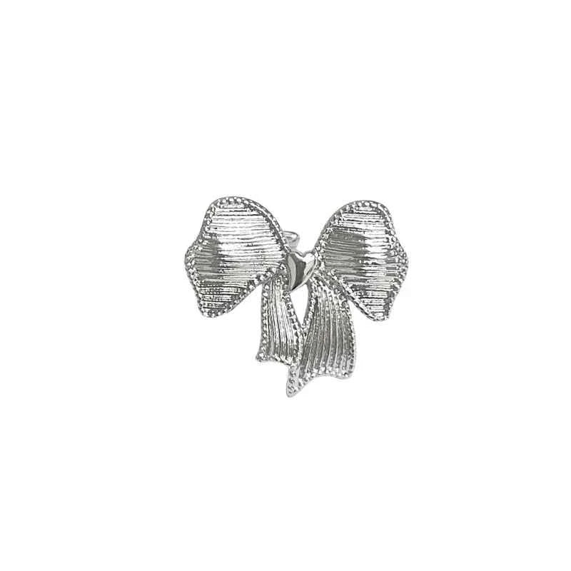 Elegant Silver Simple Bow Ring