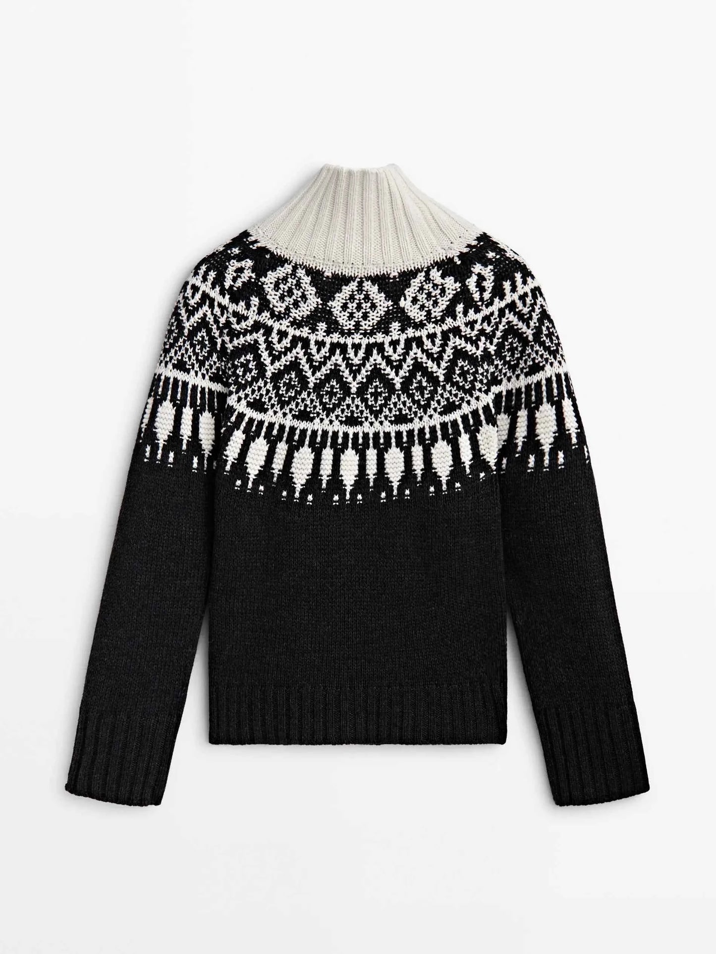 Classic Ethereal Spring Style Jacquard Turtleneck Sweater