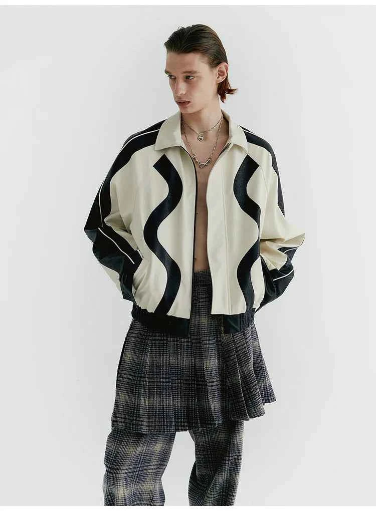Streetwear Color Block Faux Leather Jacket