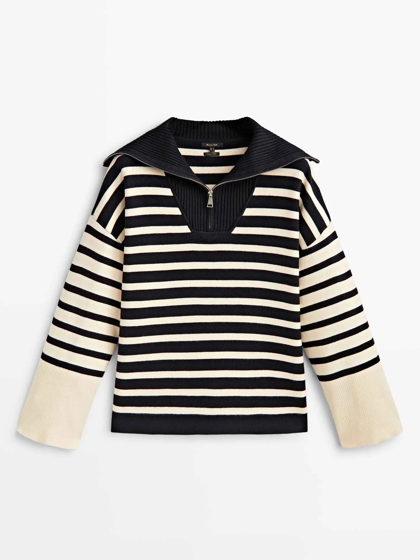 Retro Ethereal Striped Patchwork Turtleneck Sweater