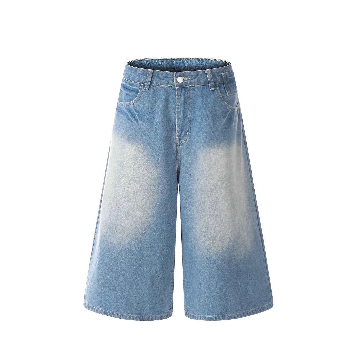 Fashionable Streetwear Loose Wide Leg Blue Wash Jorts