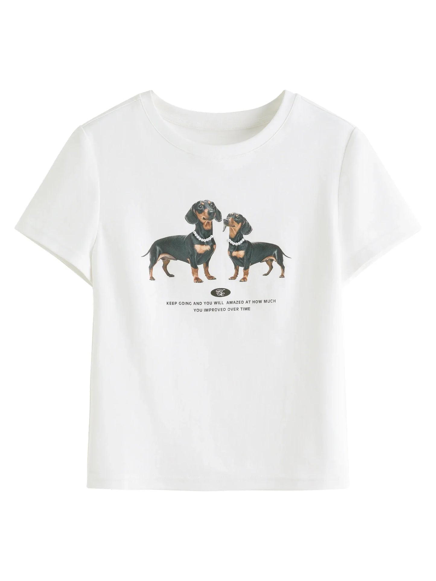 Retro Americana Whimsical Hound Print T-Shirt - Luxuryurbanwear