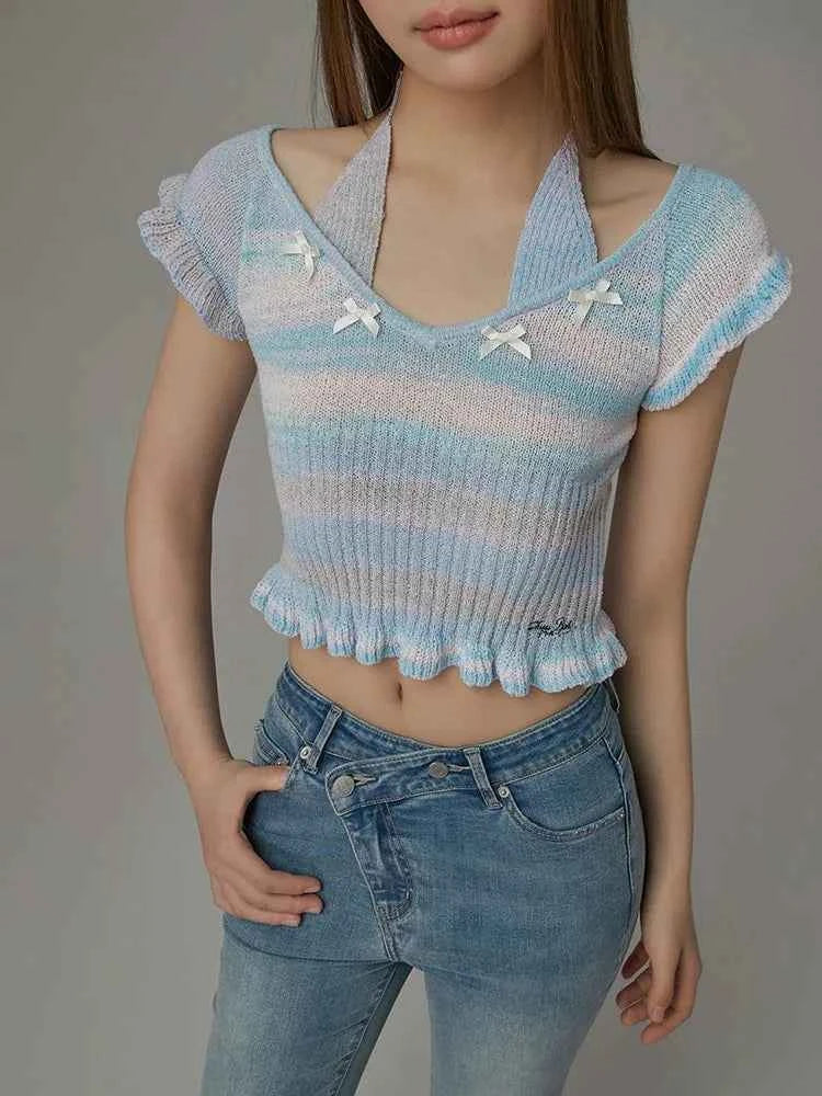 Elegant Butterfly Embroidered Short Sleeve T-Shirt