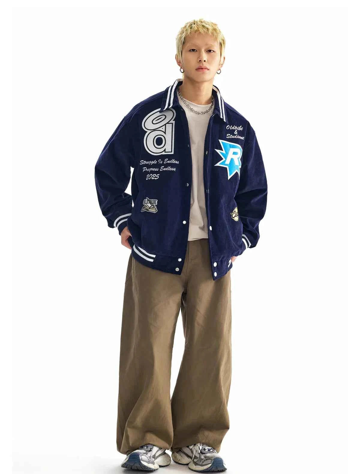 Y2K Autumn Corduroy Baseball Varsity Jacket