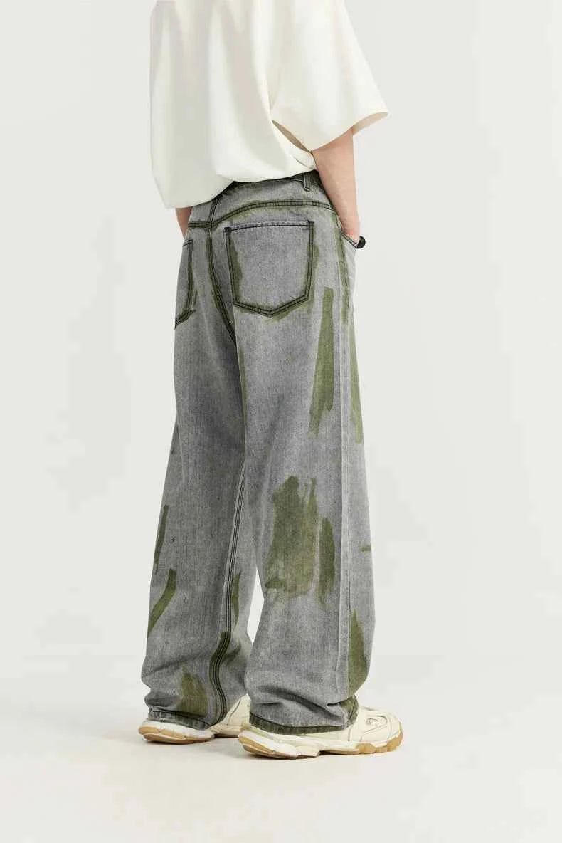 Hand-Painted Wide Leg High Street Jeans