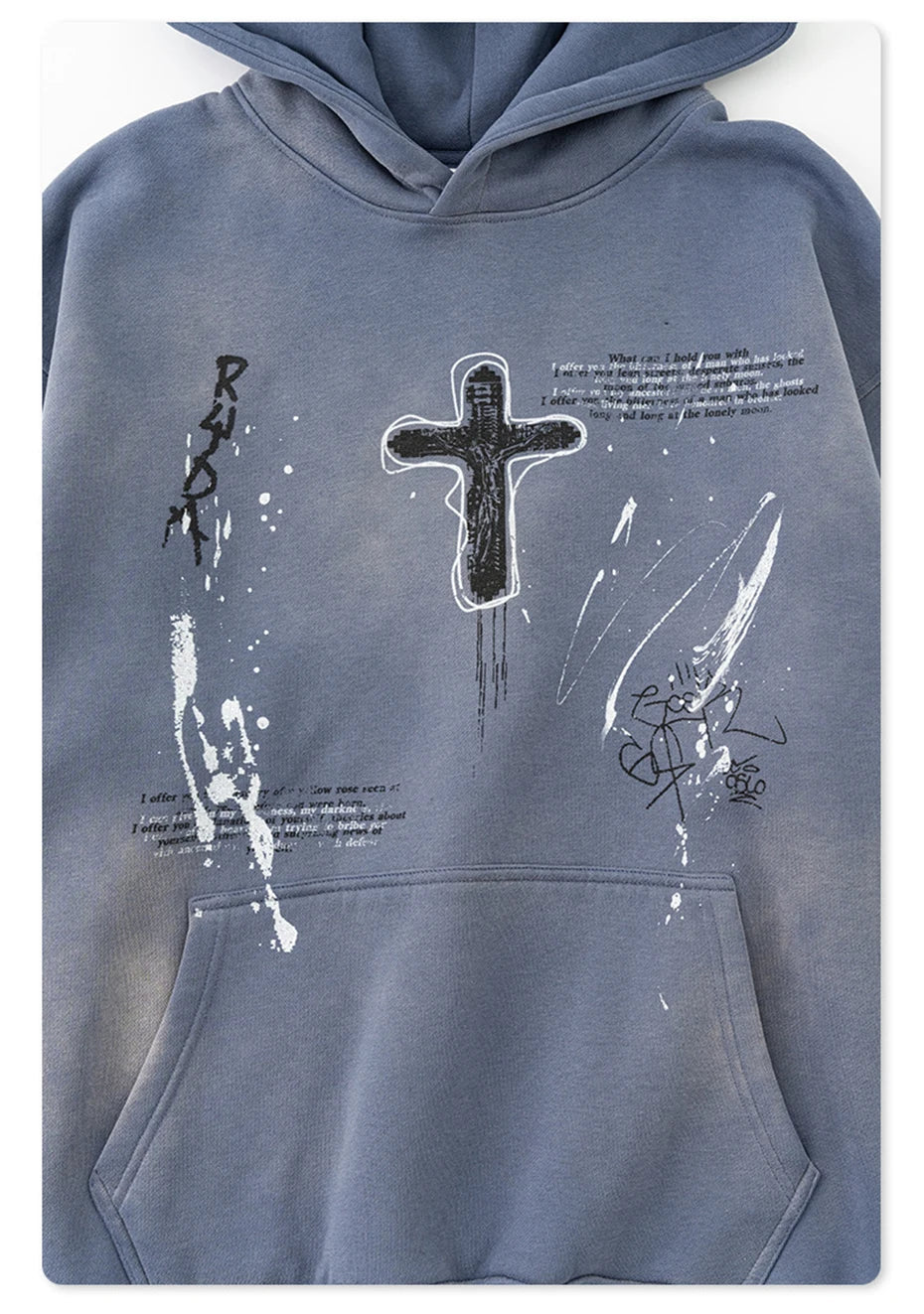 Crucifix Cross Graphic Pullover Hoodie