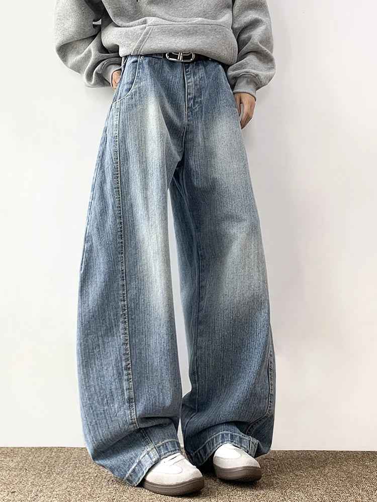 American Style Blue Hip Hop Wide Leg Jeans