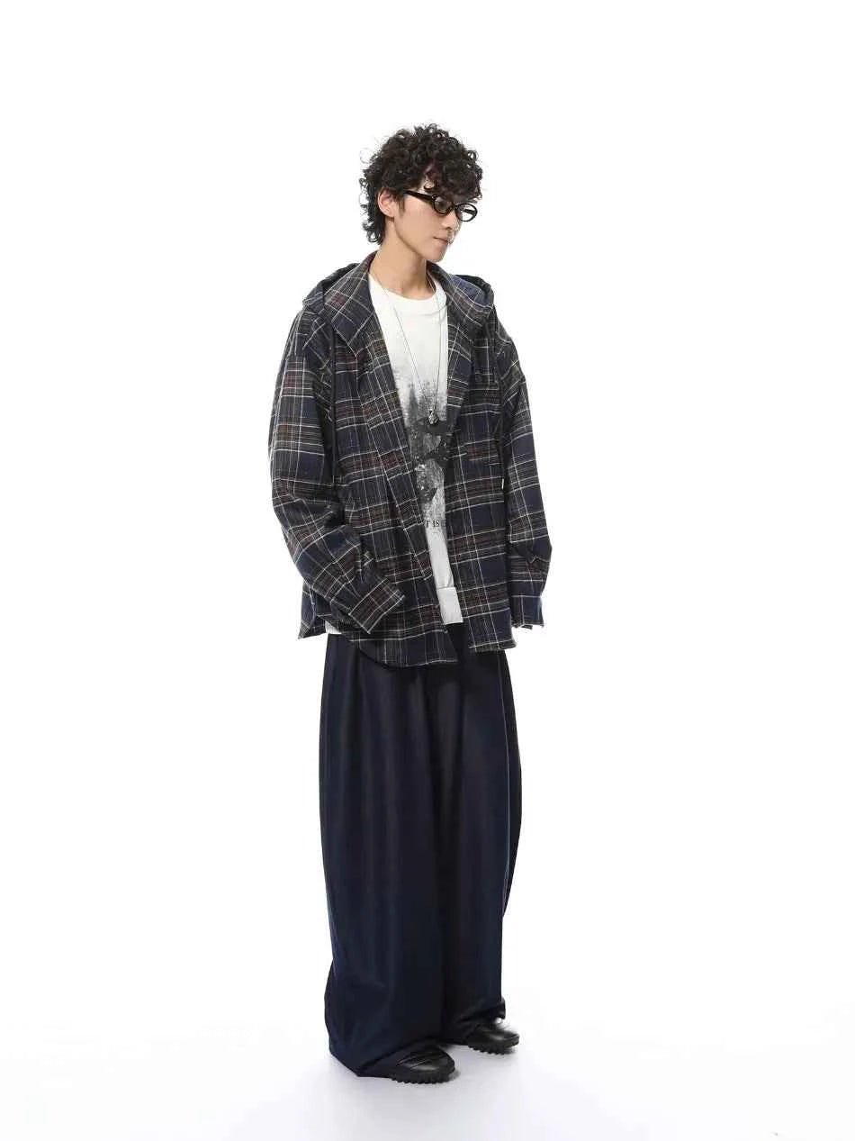 Streetwear Cool Plaid Casual Hooded Shirt