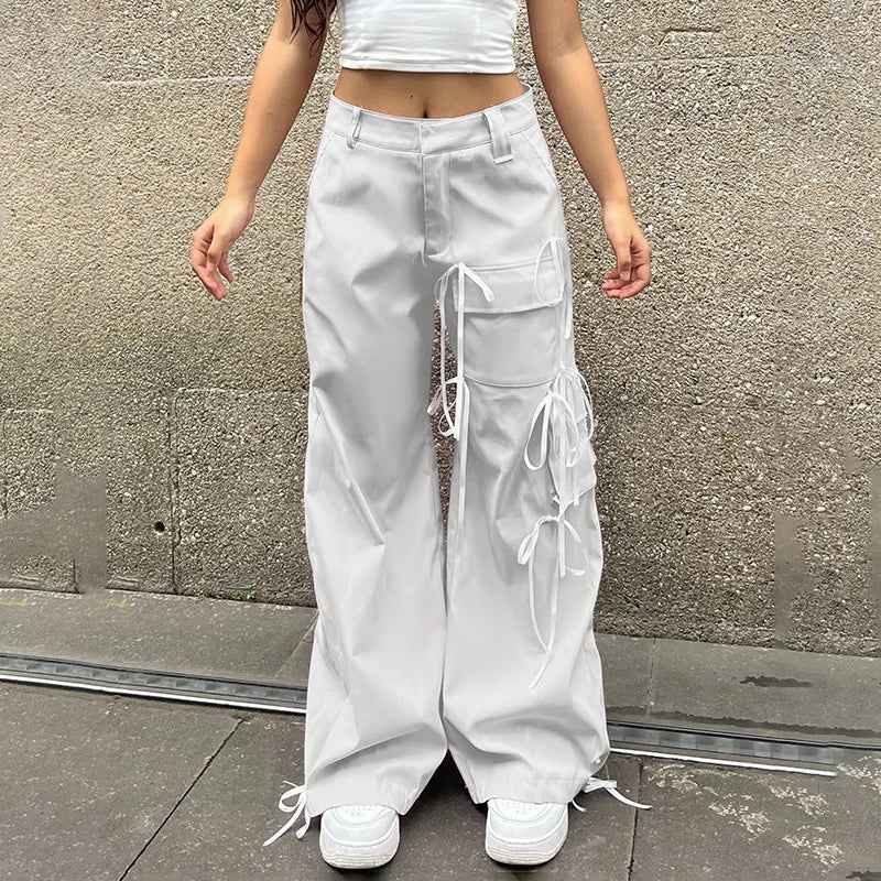 Women Streetwear Vintage Bowknot Cargo Pants