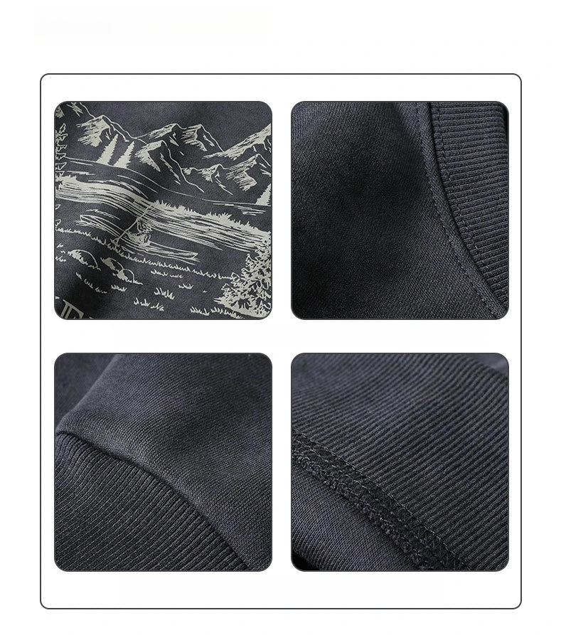 Gray Color Mountain Valley Design Sweater