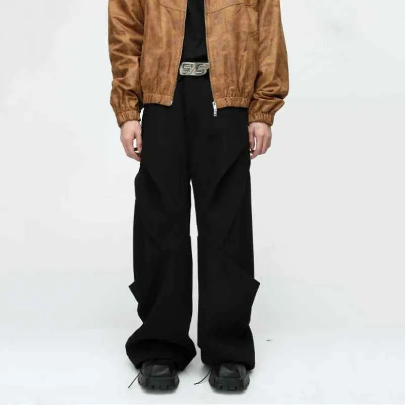 Diamond Patchwork Pleated Casual Pants