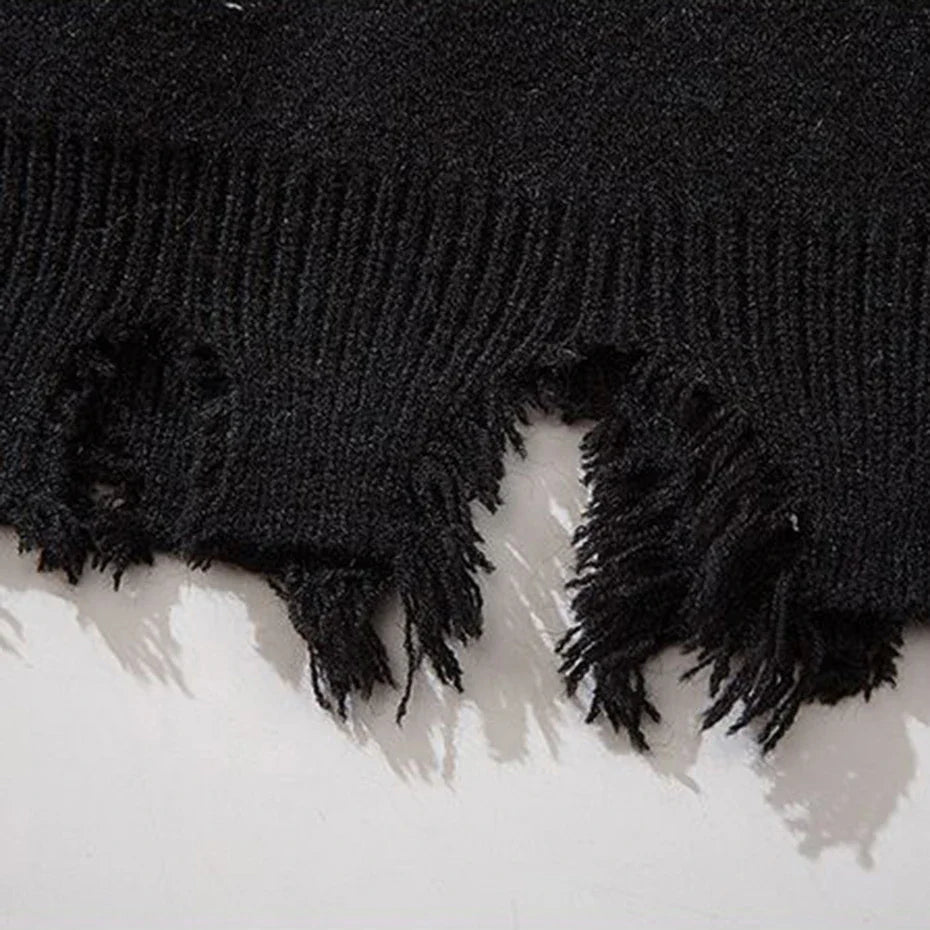 Distressed Gothic Skull Knitted Sweater