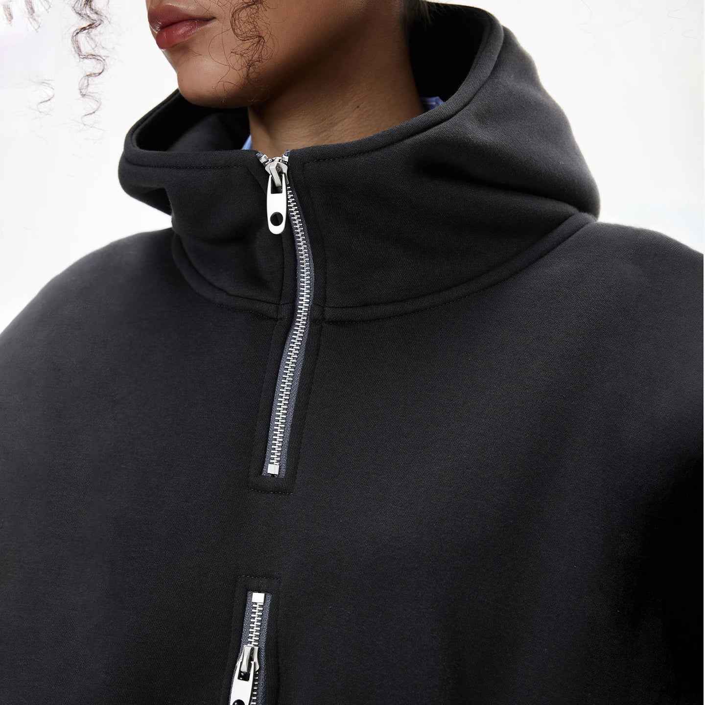 Warm Double Zip Hip Hop Hooded Sweatshirt