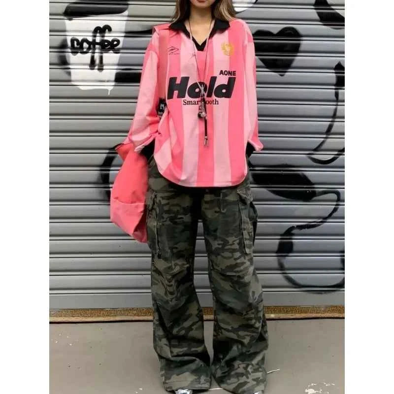 Retro Loose High Waist Camouflage Jeans
