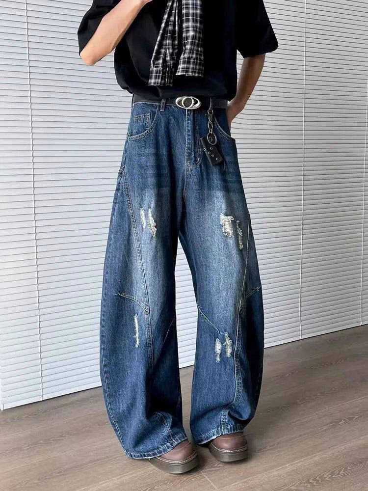 Work & Play Ripped Blue Baggy Stacked Jeans