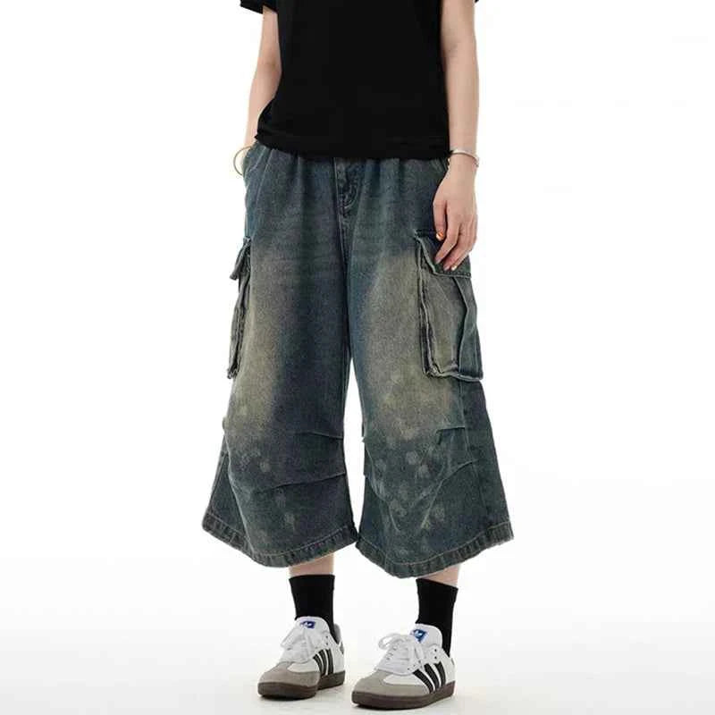 Urban Chill Washed Cargo Denim Jorts