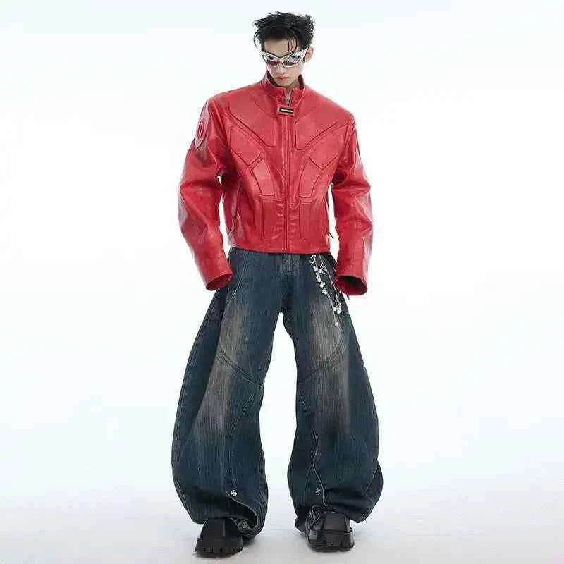 Metal chain decorate loose wide Leg Jeans