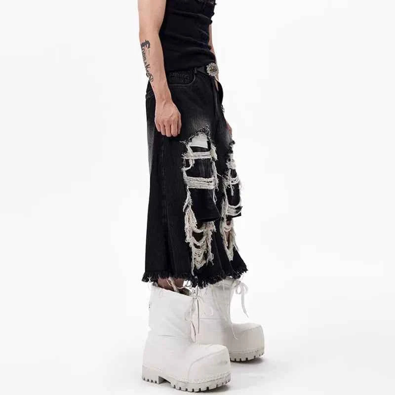 Streetwear Broken Hole Denim Jorts