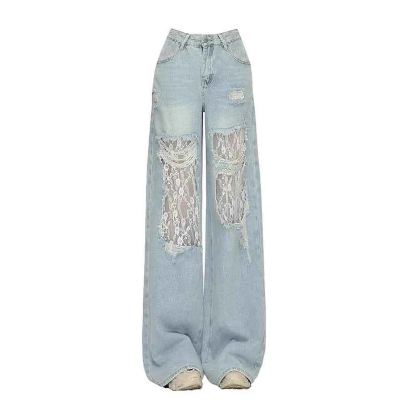 Vintage Destroyed Hollow Out Baggy Jeans