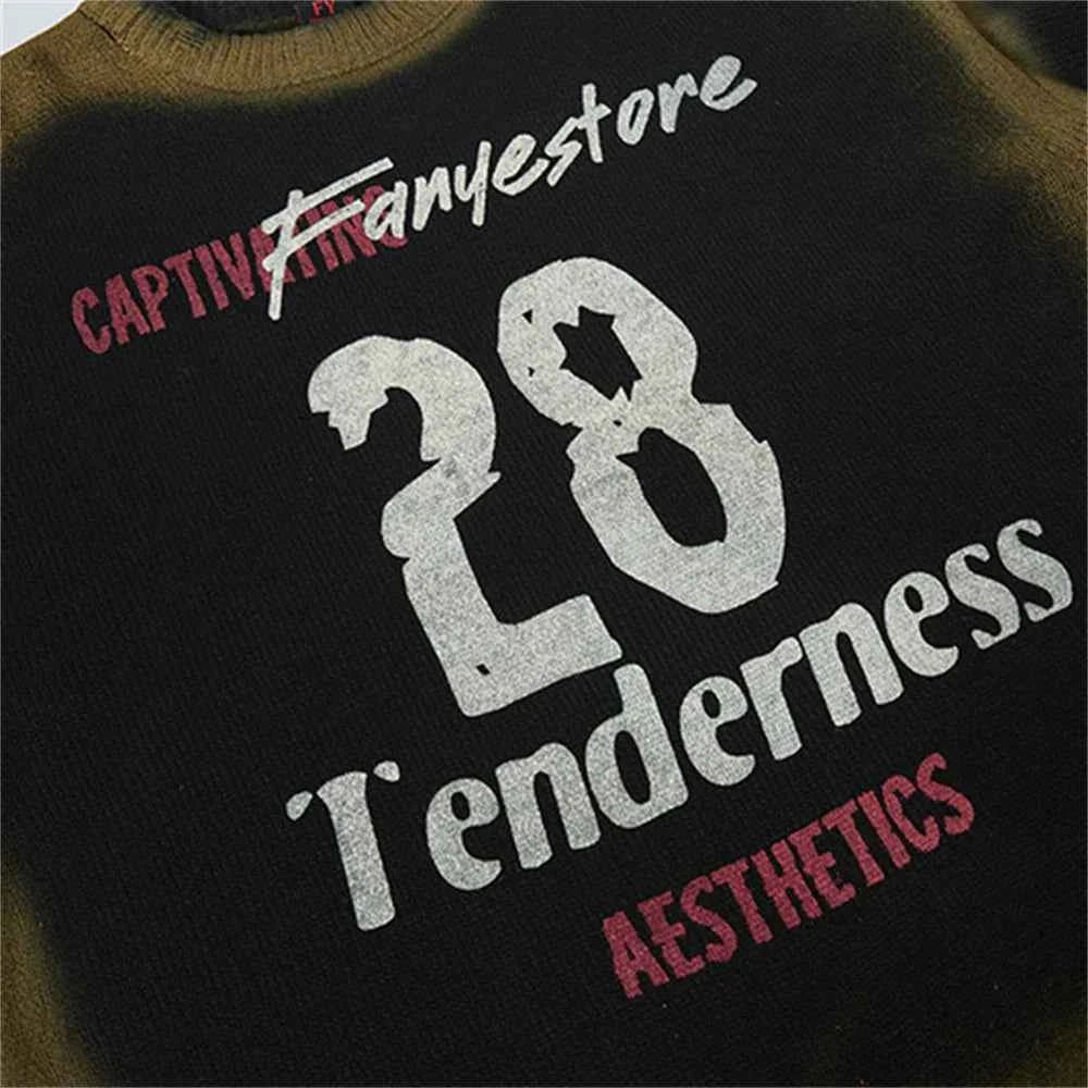 Flattering Tie Dye Distressed Knit Casual Sweater