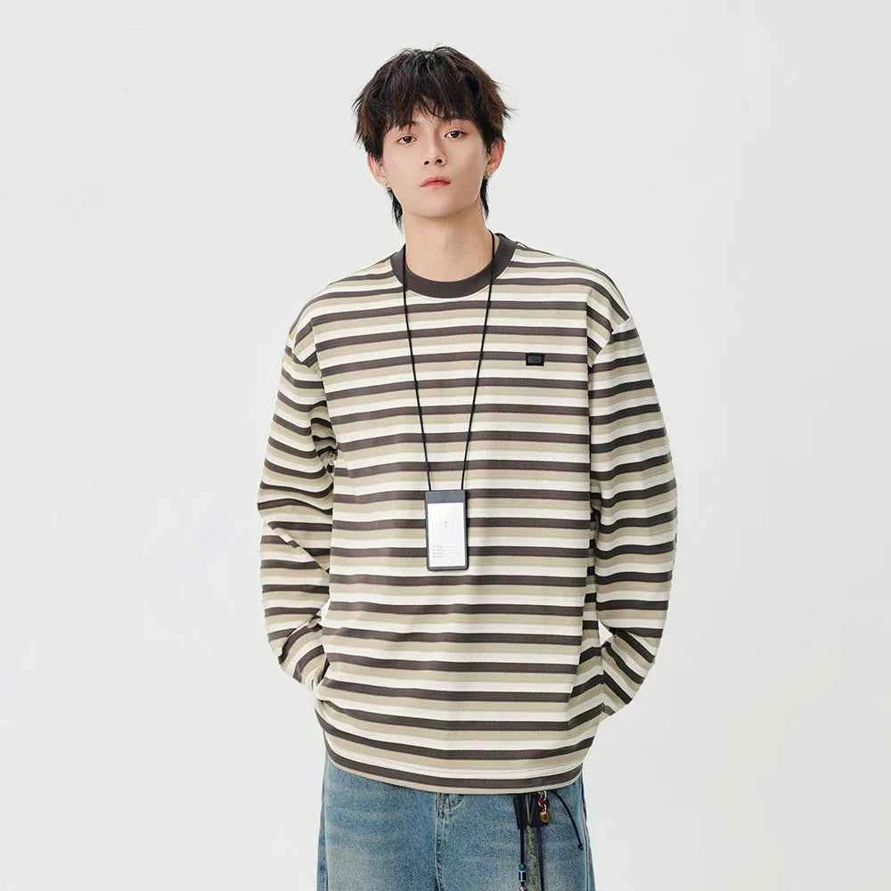 Insulated Casual Striped Long Sleeve T-Shirt