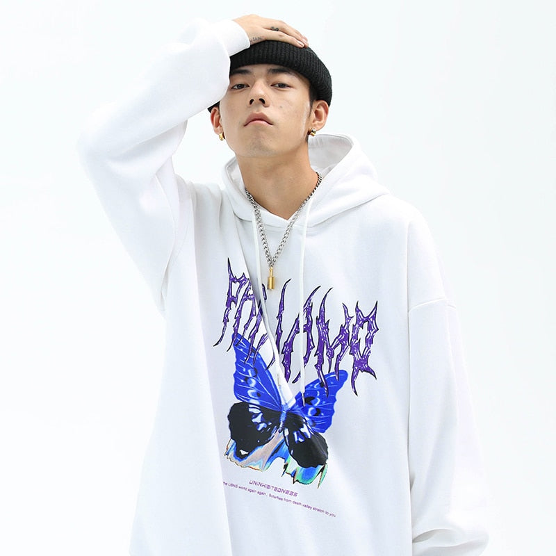 Blue Morpho Butterfly Pullover Hoodie