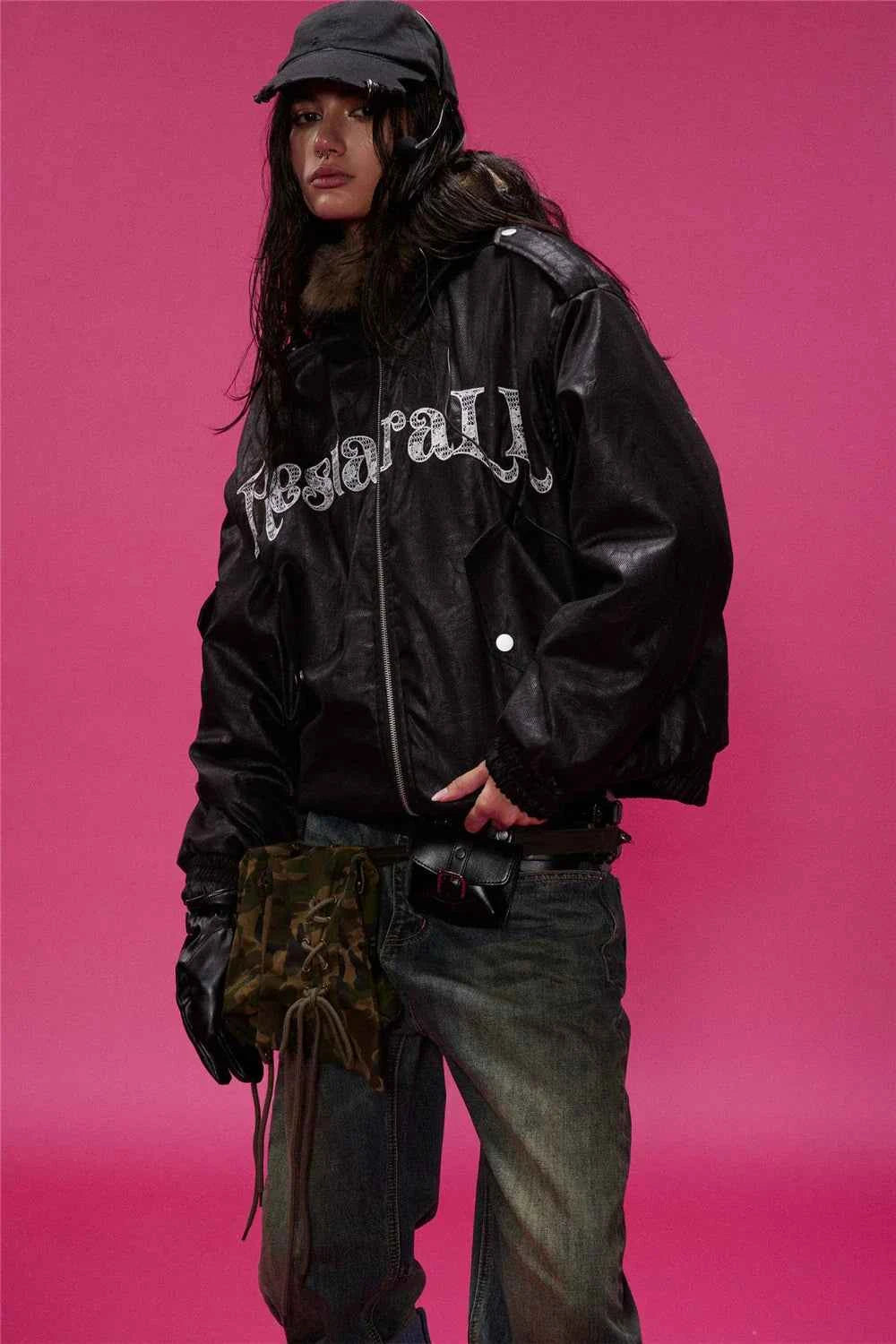 Winter Thick Warm Fur-Collar Parka Leather Jacket