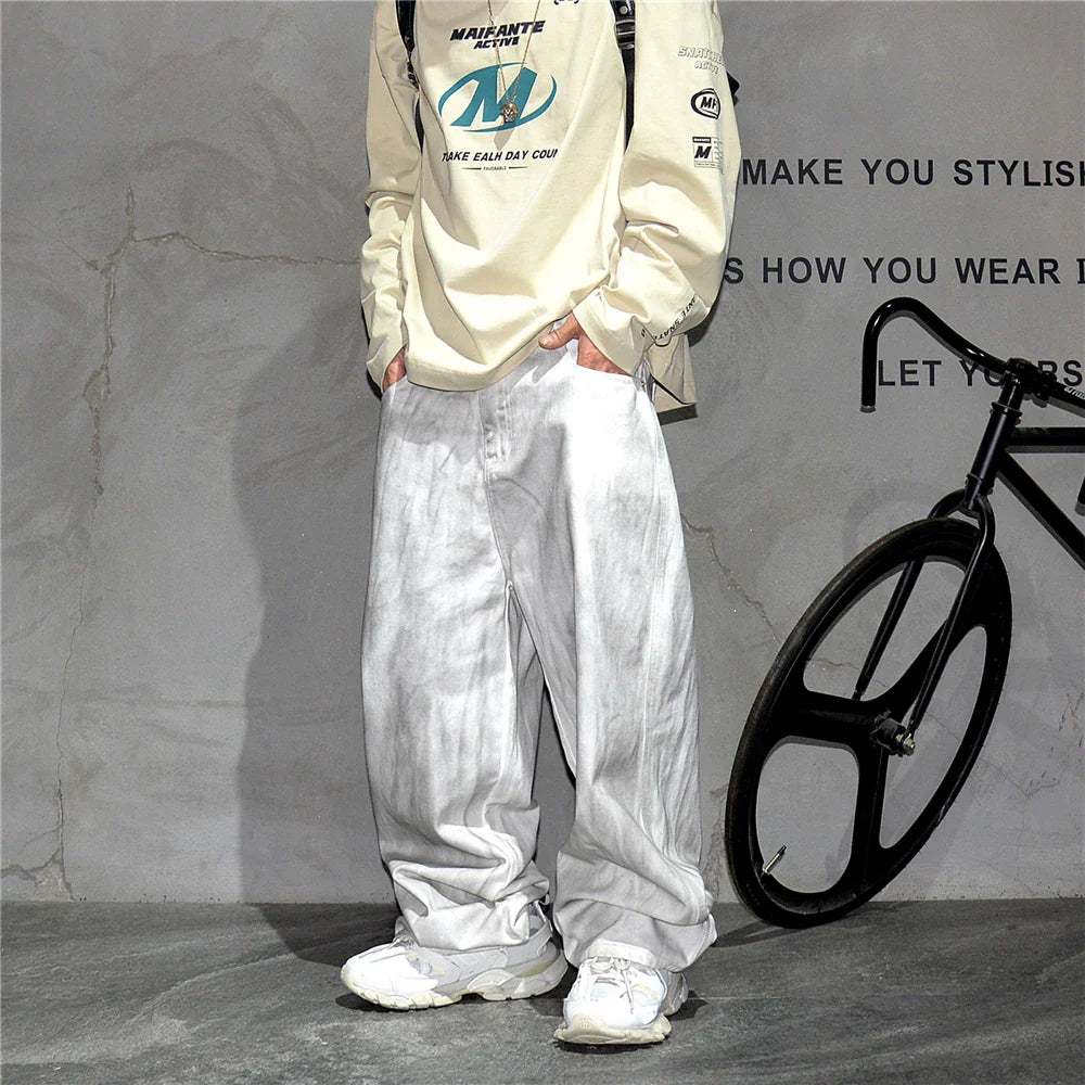Distressed Dirty White Baggy Pants