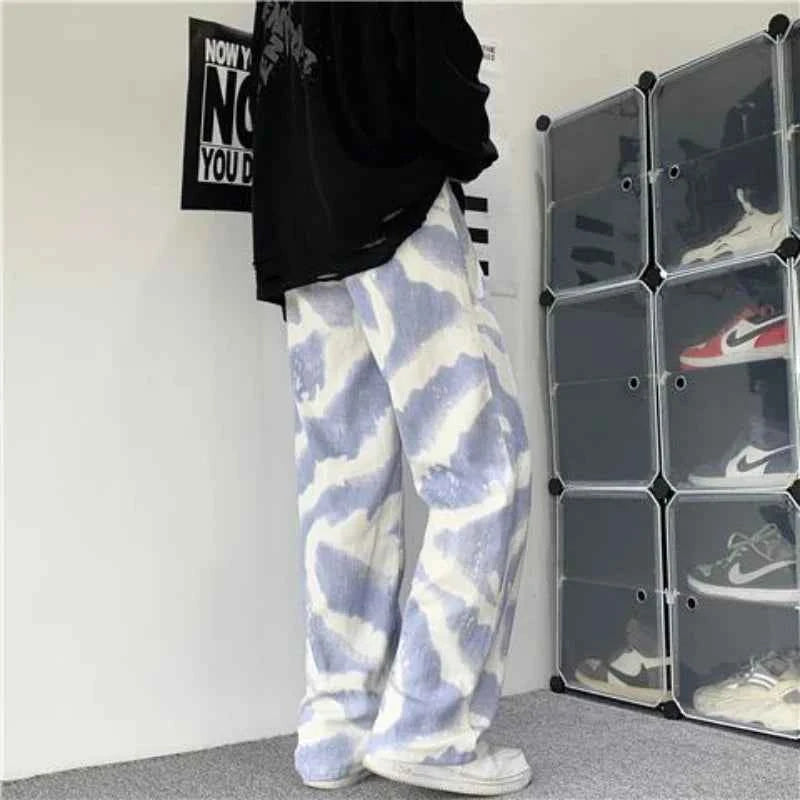Zebra Printed Wide Leg Denim Jeans