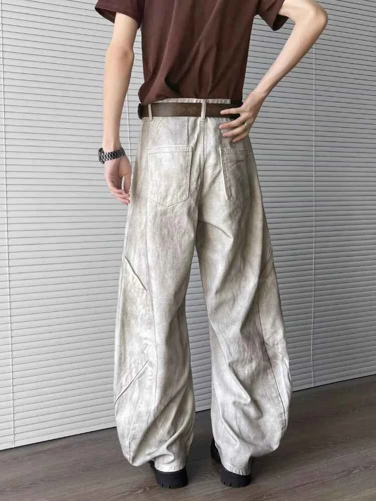 Straight & Sleek Washed White Baggy Jeans